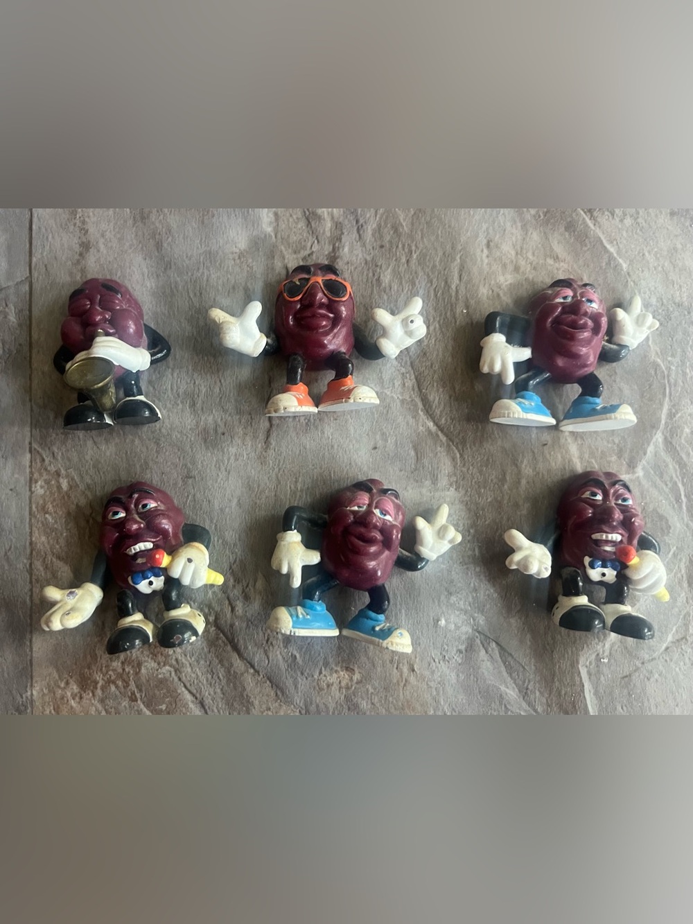 Vintage California Raisins Figures Set of 6 Fridge Magnets